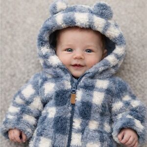 NWOTCarter's Fuzzy Blue and Cream Bear Hoodie